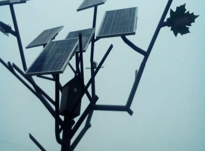 У селі на Чернігівщині встановили "сонячне дерево", що заряджає мобільні телефони