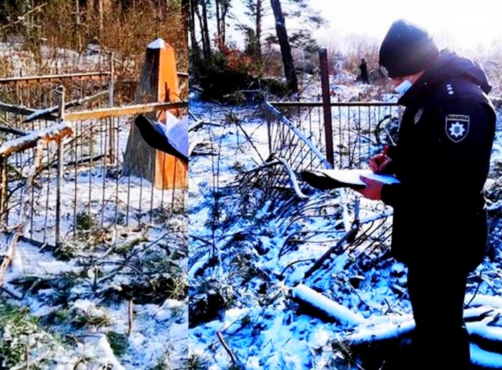 У Ніжинському районі підприємець на кладовищі рубав ялинки та пошкодив 15 могил